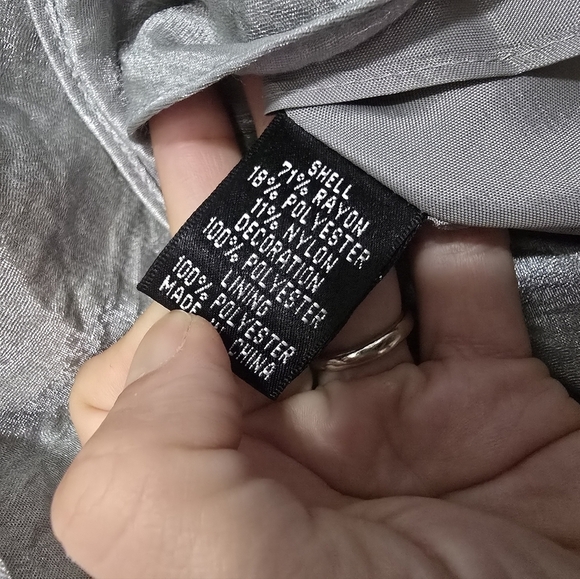 Adrianna Papell Occasions Tiered Crinkle Gown Dress in silver Grey Evening Weddi - Picture 13 of 13